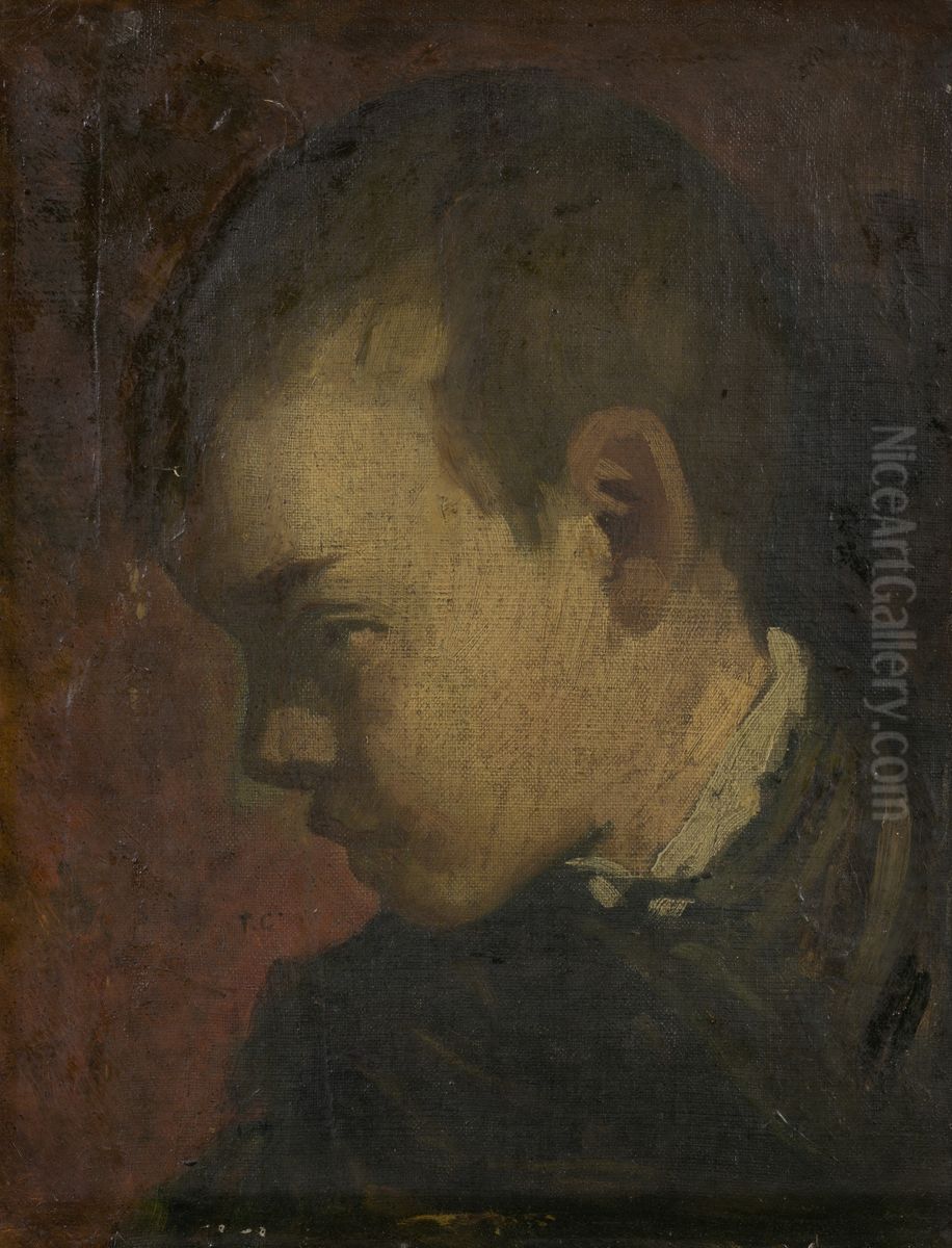 Head of a youth Oil Painting by Thomas Couture