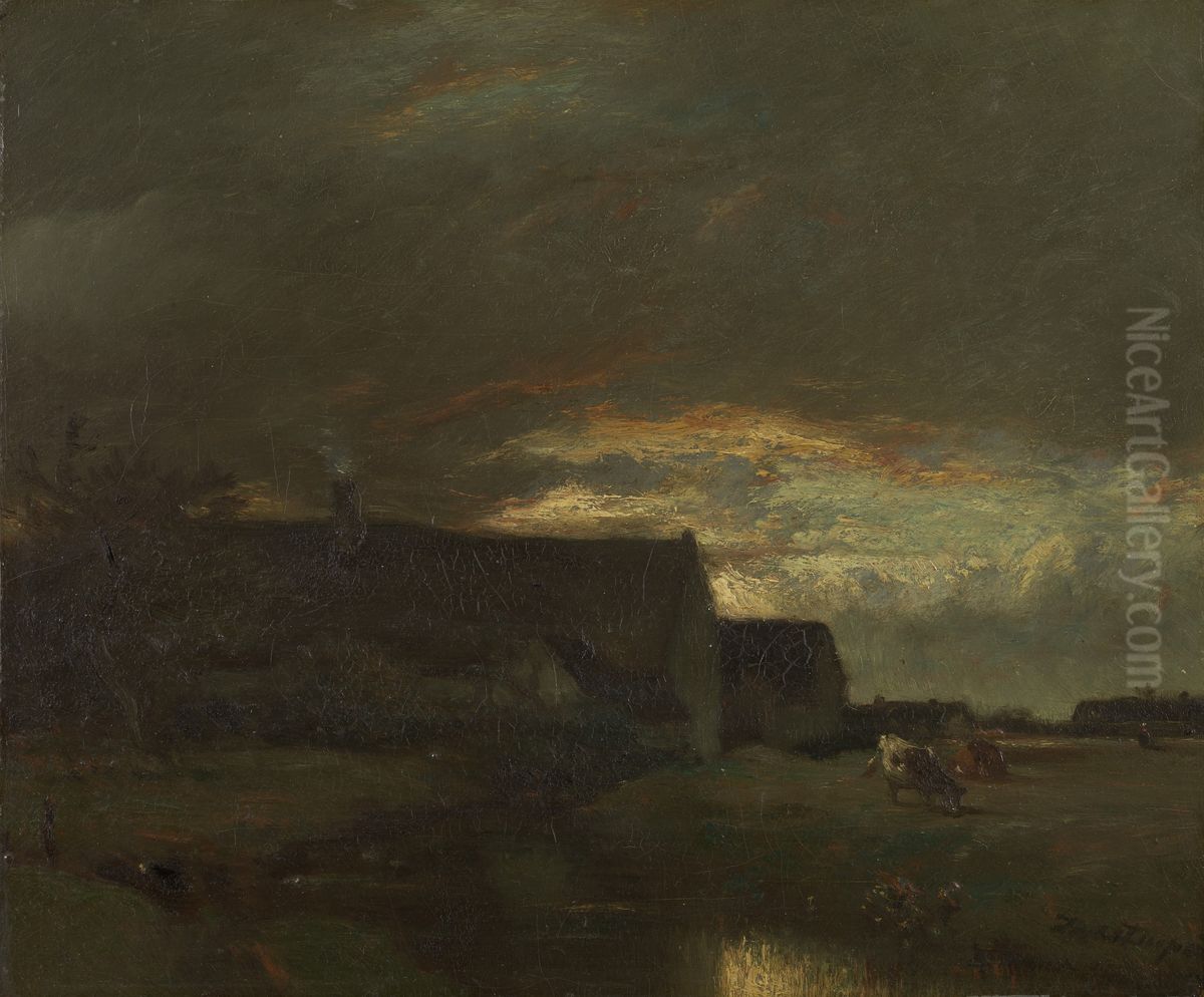 Evening Oil Painting by Jules Dupre