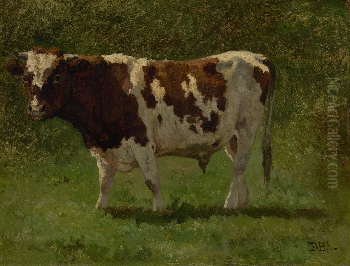 The spotted bull Oil Painting by Johannes-Hubertus-Leonardus de Haas