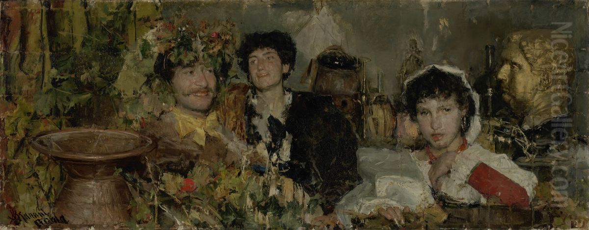 Na de druivenoogst Oil Painting by Antonio Mancini