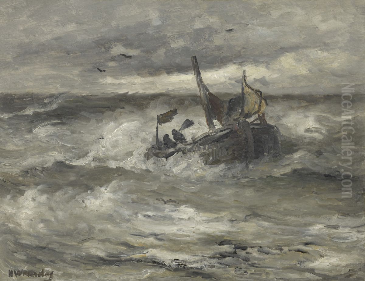 In gevaar Oil Painting by Hendrik Willem Mesdag