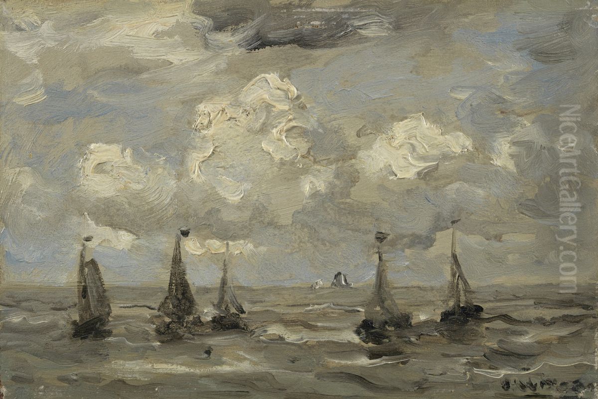 Onstuimige zee Oil Painting by Hendrik Willem Mesdag