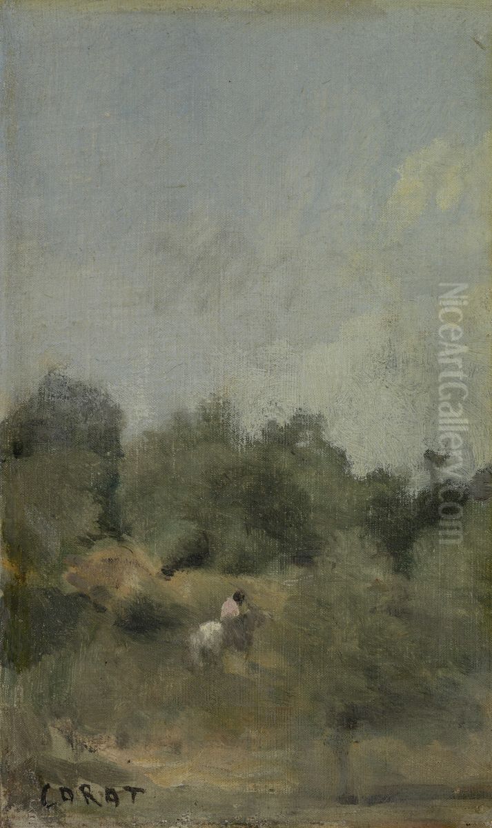 Landschap met ruiter Oil Painting by Jean-Baptiste Camille Corot