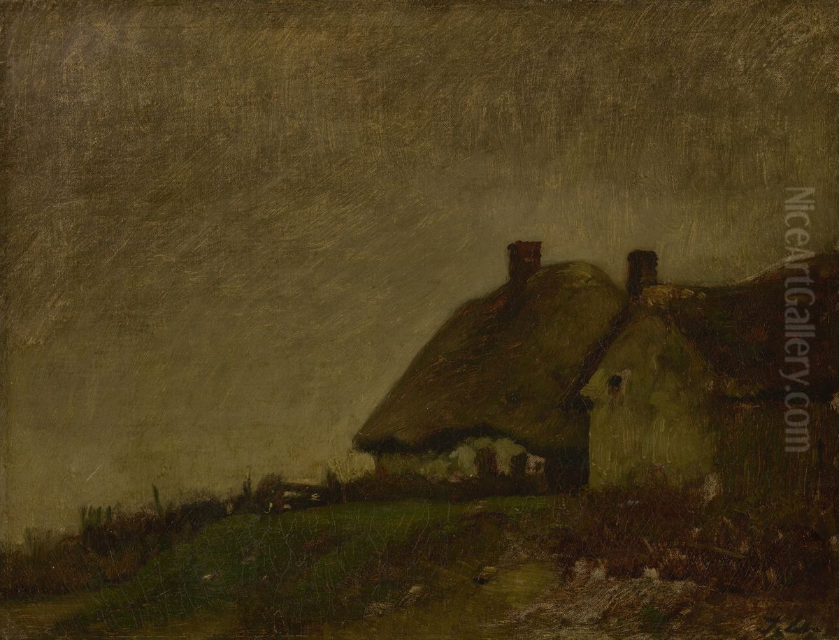 Norman cottages Oil Painting by Jules Dupre