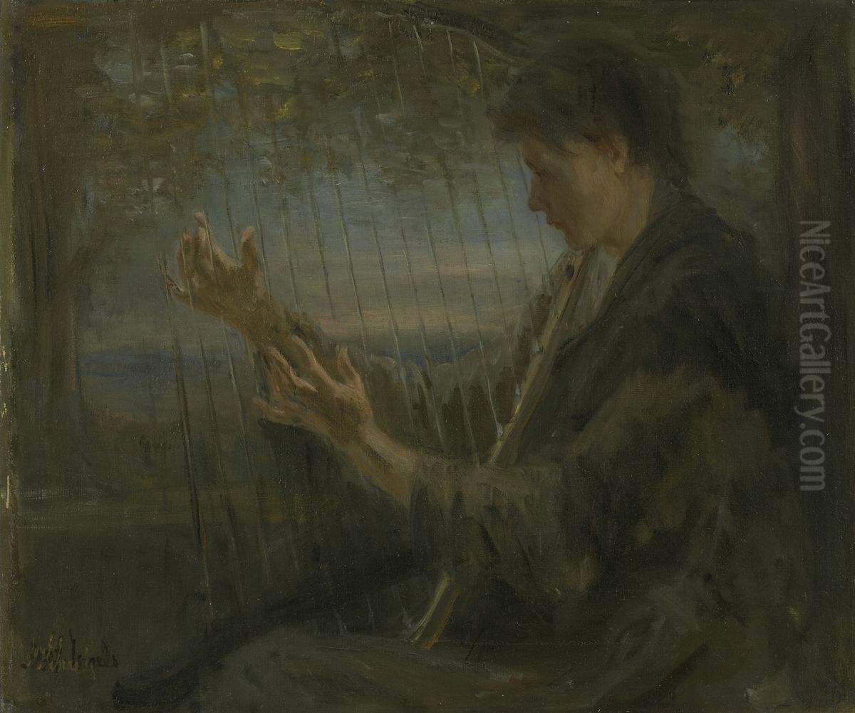 The harp Oil Painting by Jozef Israels