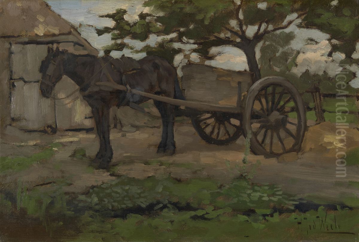 Peasant cart Oil Painting by Herman Johannes van der Weele