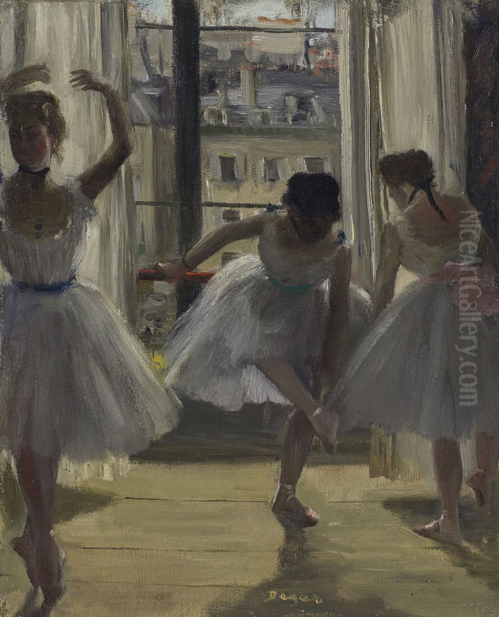 Danseuses dans une salle d'exercice (Trois Danseuses) Oil Painting by Edgar Degas