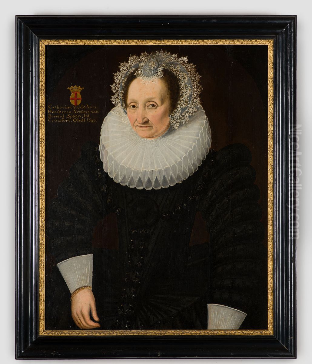 Portret van Catharina de Rode van Heeckeren Oil Painting by Geldersch Landschap en Kasteelen
