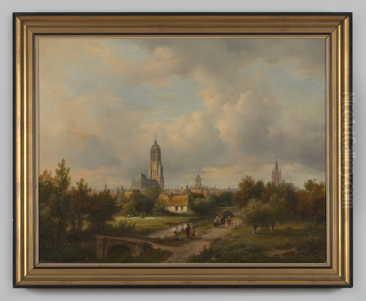 Gezicht op Delft Oil Painting by Lodewijk Johannes Kleijn