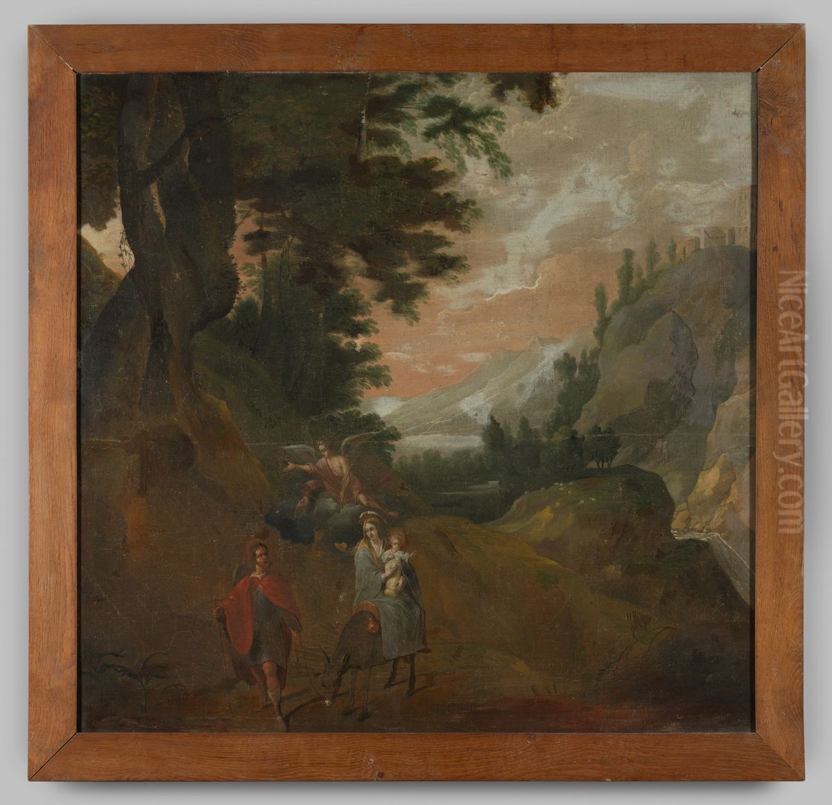 Maria en Jozef met Christuskind in een landschap Oil Painting by Geldersch Landschap en Kasteelen