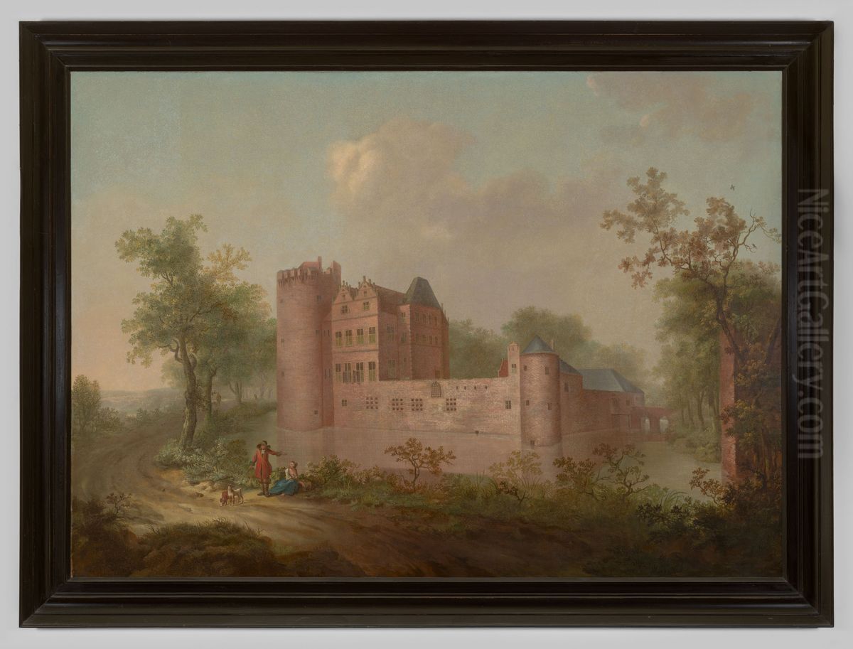 Gezicht op kasteel Rosendael in gefantaseerd landschap Oil Painting by Jurriaen Andriessen