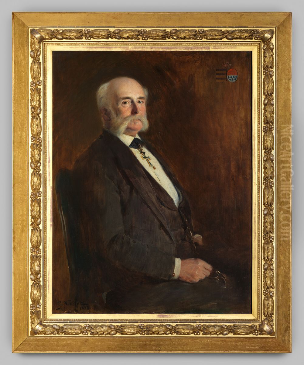 Portrait of Reinhard Jan Christiaan baron van Pallandt (1826-1899) Oil Painting by Gabriel Emile Edouard Nicolet