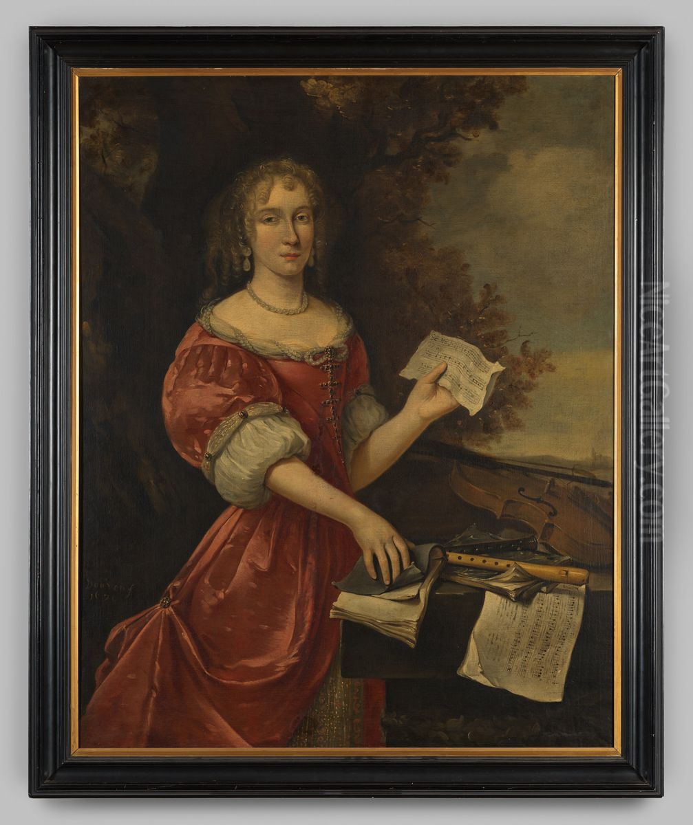 Portrait of Johanna Helena Glauwe (?-1689) Oil Painting by Jan Frans van Douven