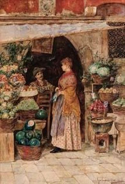 La Bottega Dell'ortolano Oil Painting by Giuseppe Canella