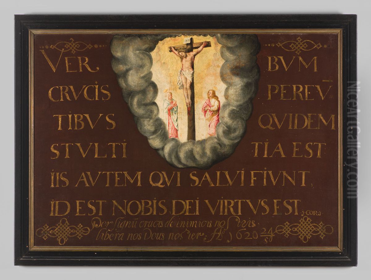 Memorietafel met Christus aan het kruis Oil Painting by Geldersch Landschap en Kasteelen