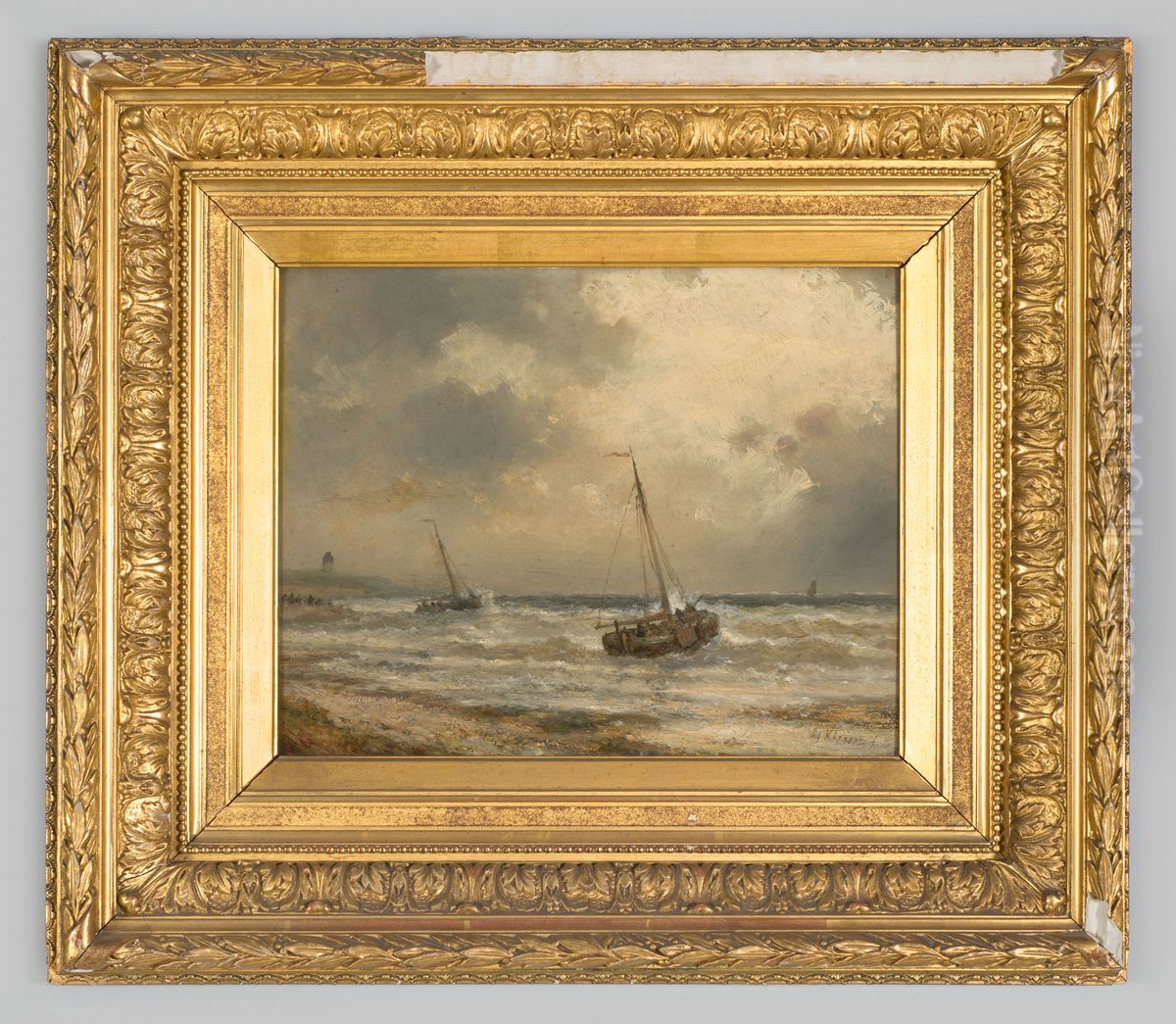 Zeegezicht met schepen Oil Painting by Lodewijk Johannes Kleijn