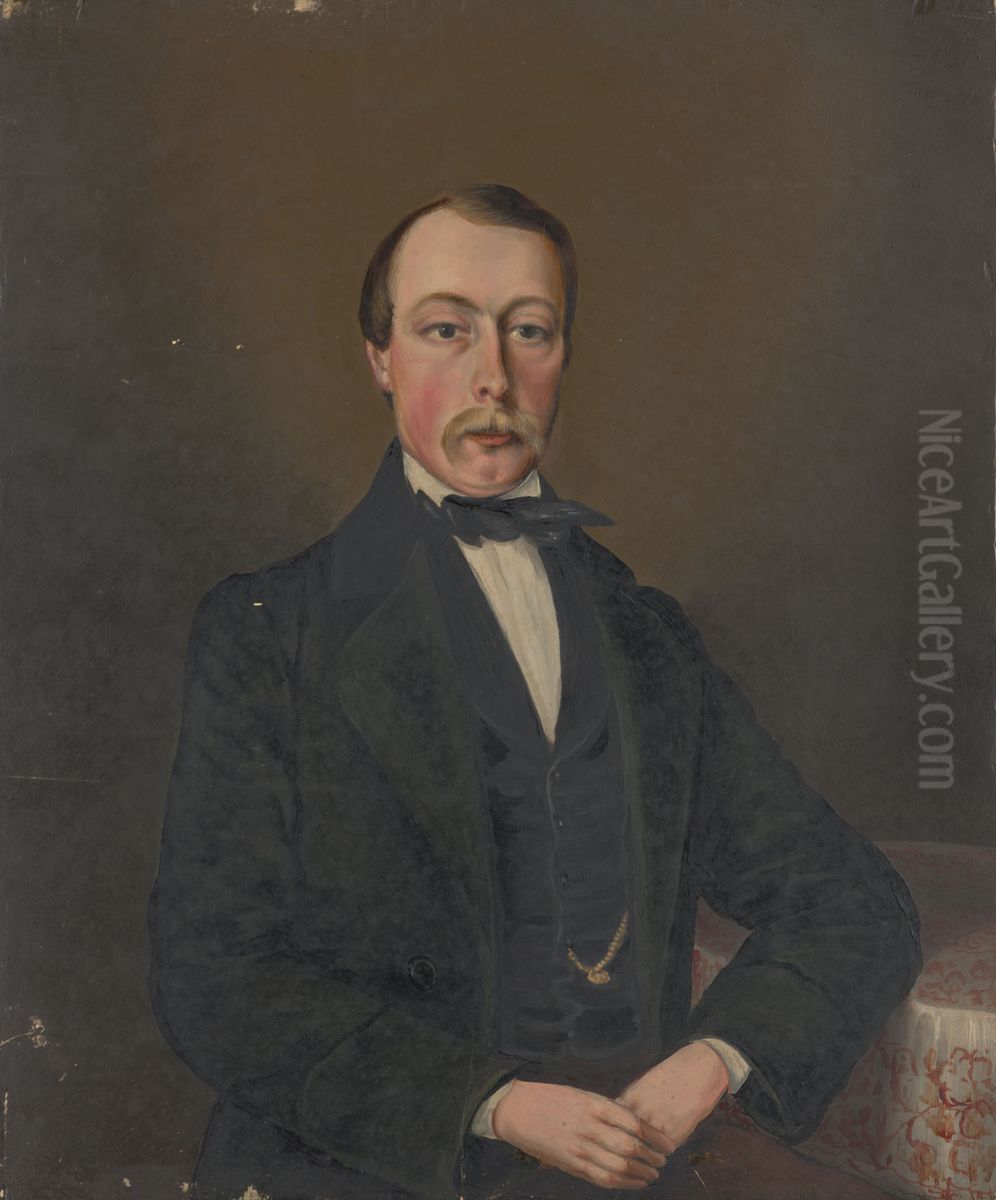 Portret van een onbekende heer Oil Painting by Geldersch Landschap en Kasteelen