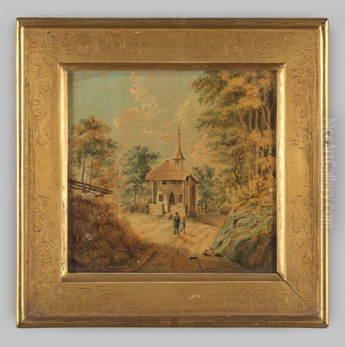 Kerk in een boslandschap Oil Painting by Geldersch Landschap en Kasteelen