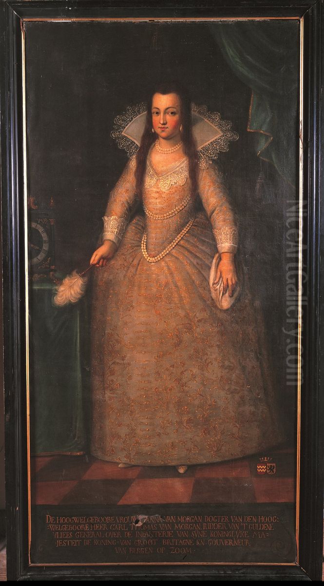 Portret van Anna Morgan Oil Painting by Geldersch Landschap en Kasteelen