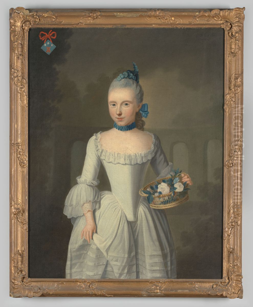 Kinderportret van Sara Cornelia Jacoba du Tour Oil Painting by Pierre Frederic de la Croix