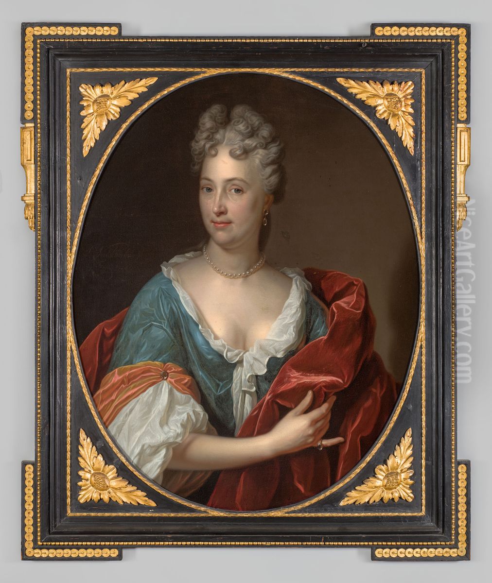 Portret van Maria Uylenbroek Oil Painting by Dirk Valkenburg