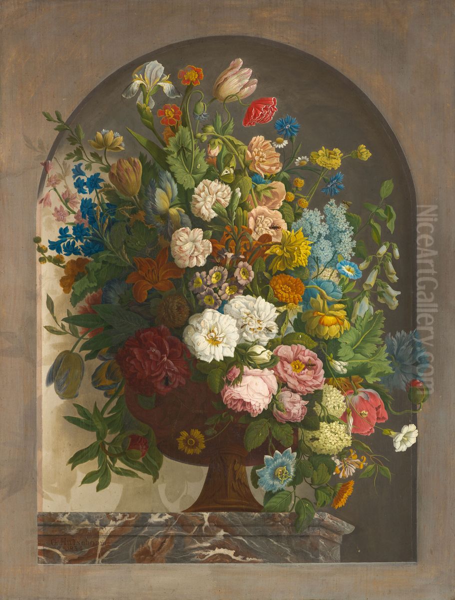 Vaas met bloemen Oil Painting by Gerrit Hulseboom