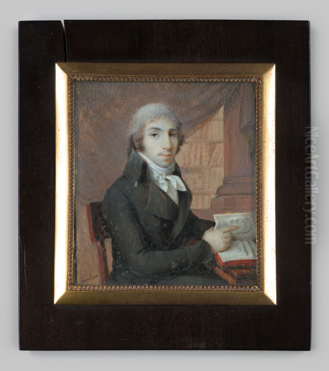 Miniatuurportret van Louis Flament Oil Painting by Jean-Baptiste Sambat