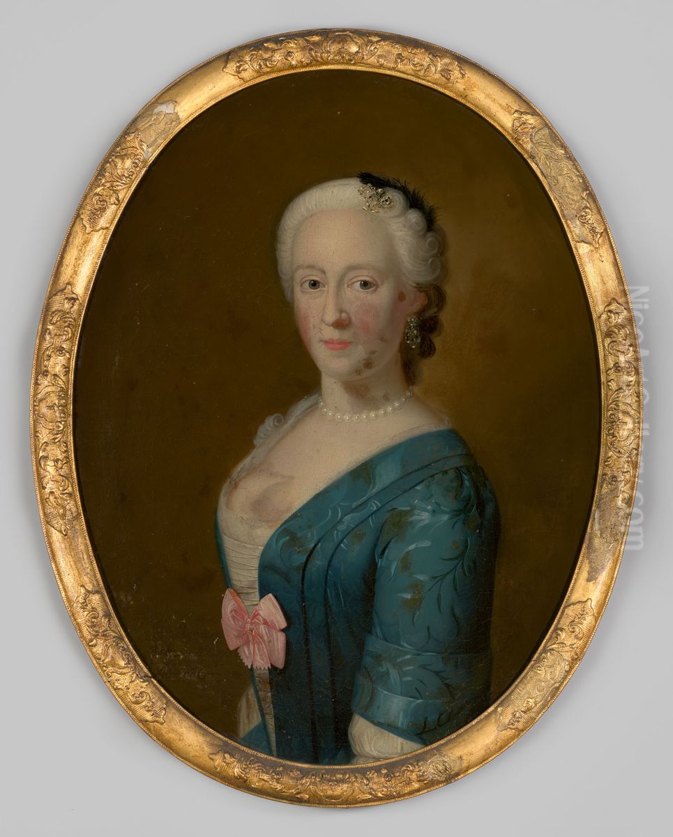 Portrait of a woman, probably Agatha Wilhelmina van Aylva (1690-1763) Oil Painting by Bernard Accama