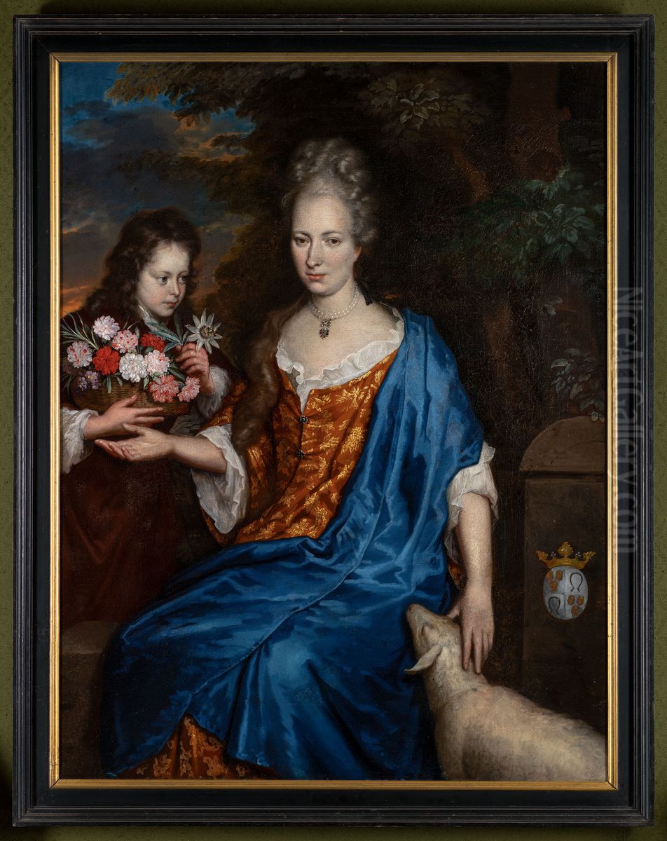 Portret van Joanna Anna van Zwethen en haar zoon Oil Painting by Geldersch Landschap en Kasteelen