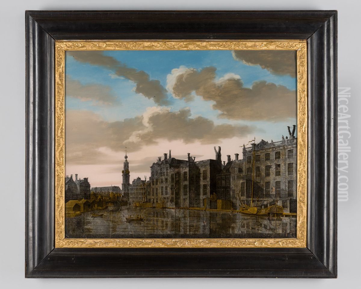 Gezicht op de Binnen-Amstel met Munttoren te Amsterdam Oil Painting by Jonas Zeuner