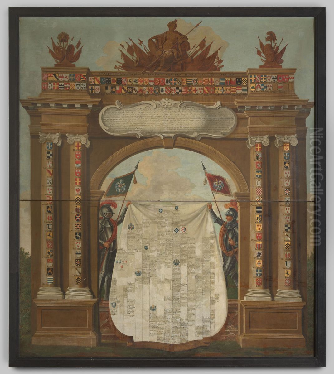 Wapenstaat van de familie Van der Capellen Oil Painting by Geldersch Landschap en Kasteelen