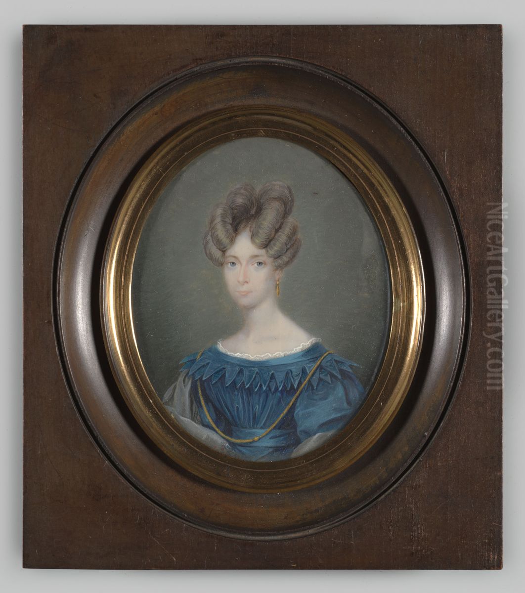 Portretminiatuur van Arnoldina Wilhelmina Cornelia barones van Pallandt Oil Painting by Geldersch Landschap en Kasteelen