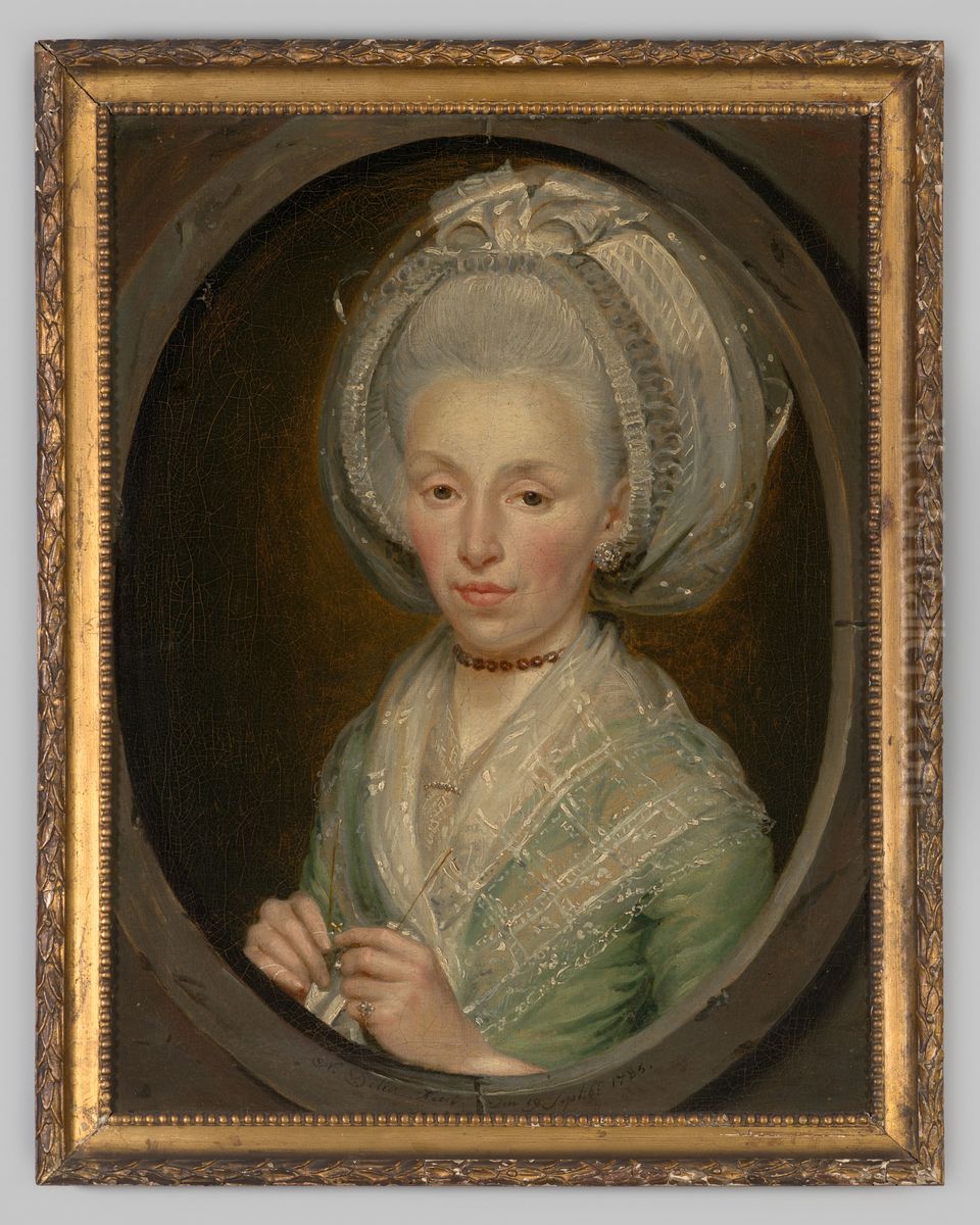 Portret van Johanna Geertruijd Cortenbach Oil Painting by Nicolas Joseph Delin