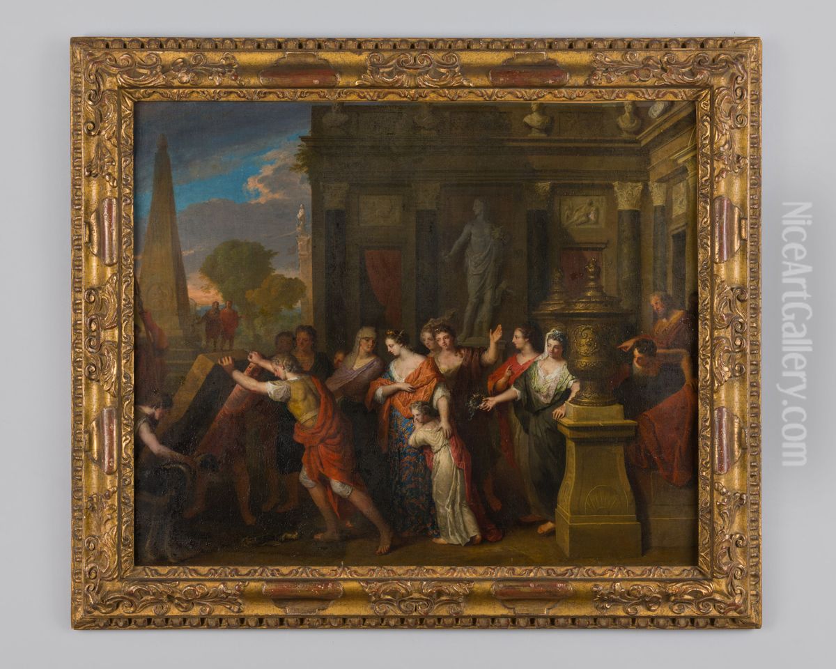 Theseus vindt het zwaard van zijn vader Oil Painting by Gerard Hoet II