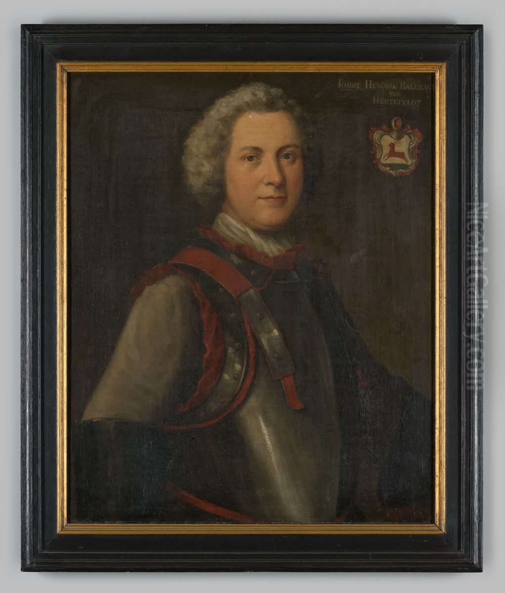 Portrait of Joost Hendrik Baldewijn von Hertefeldt (1696-1780) Oil Painting by Geldersch Landschap en Kasteelen