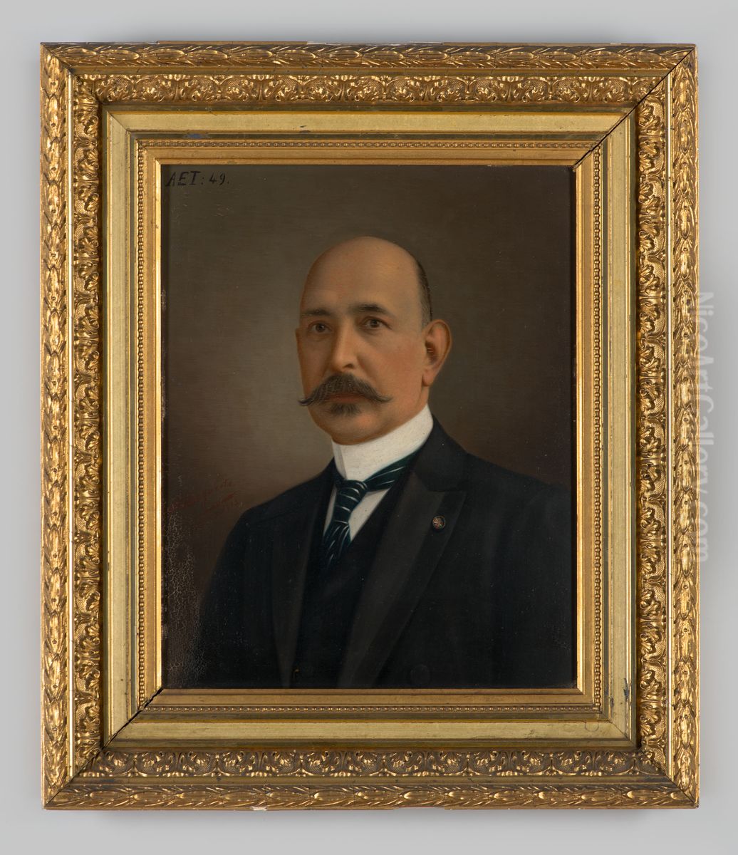 Portret van August Eduard Zimmerman Oil Painting by Henricus Aloysius Wilhelminus Maria Bogaerts