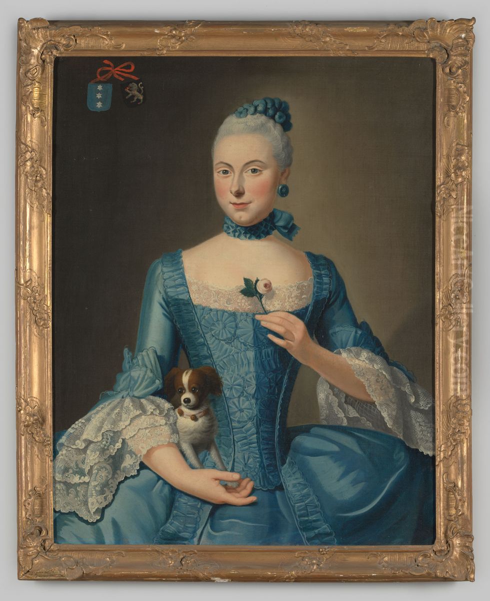 Jeugdportret van Jacoba Johanna Bouwens Oil Painting by Pierre Frederic de la Croix
