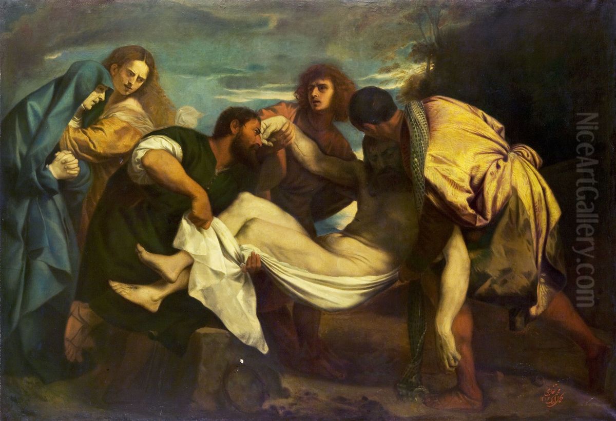 The Entombment of Christ Oil Painting by Kamal-ol-molk