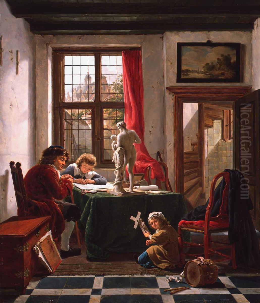 Drawing lesson Oil Painting by Abraham van Strij