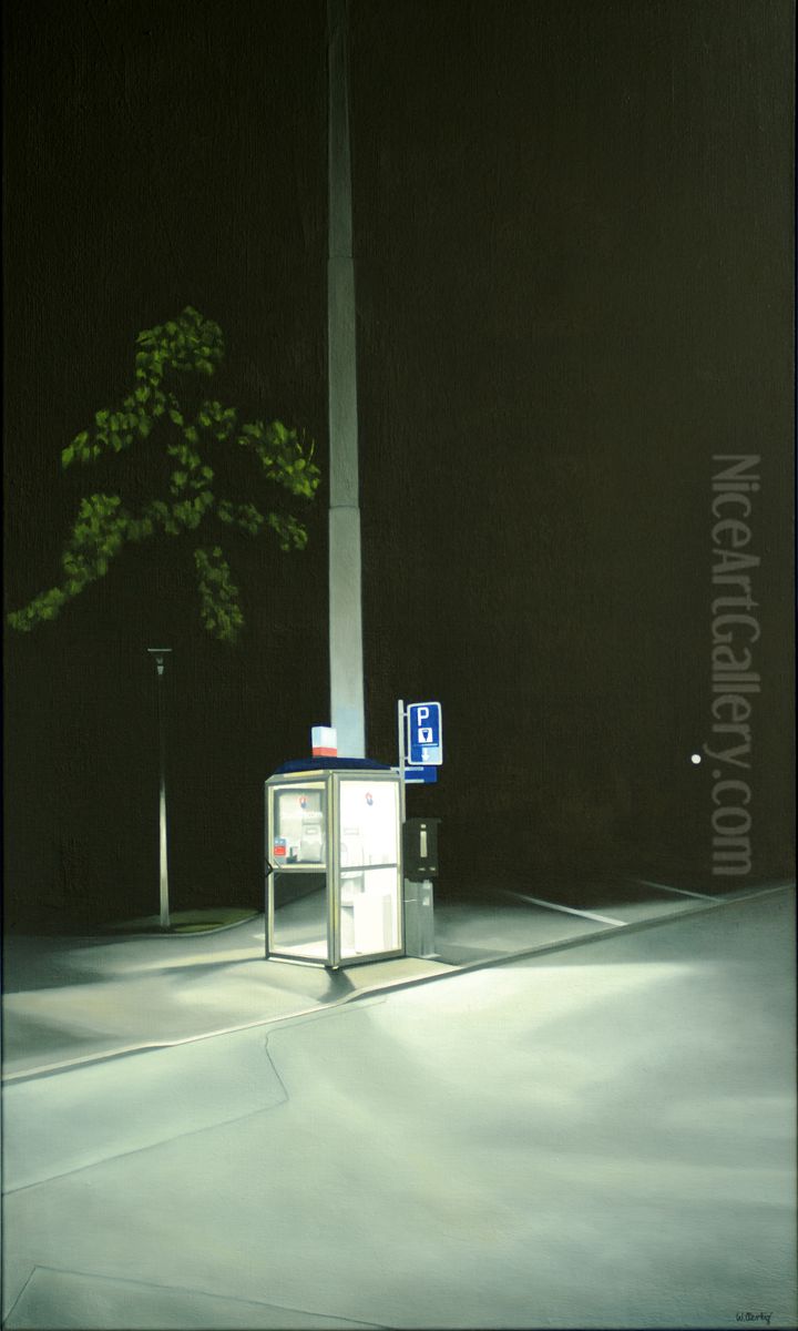 Telefonkabine Locarno Oil Painting by Willi Oertig
