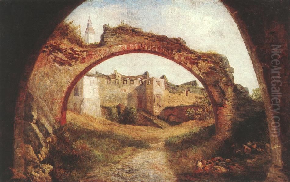 Gate of the Nemetujvar Fortress Oil Painting by Karoly Telepy