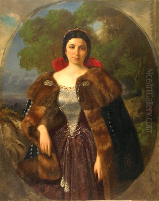 Portrait ofRoza Laborfalvi Oil Painting by Karoly Telepy