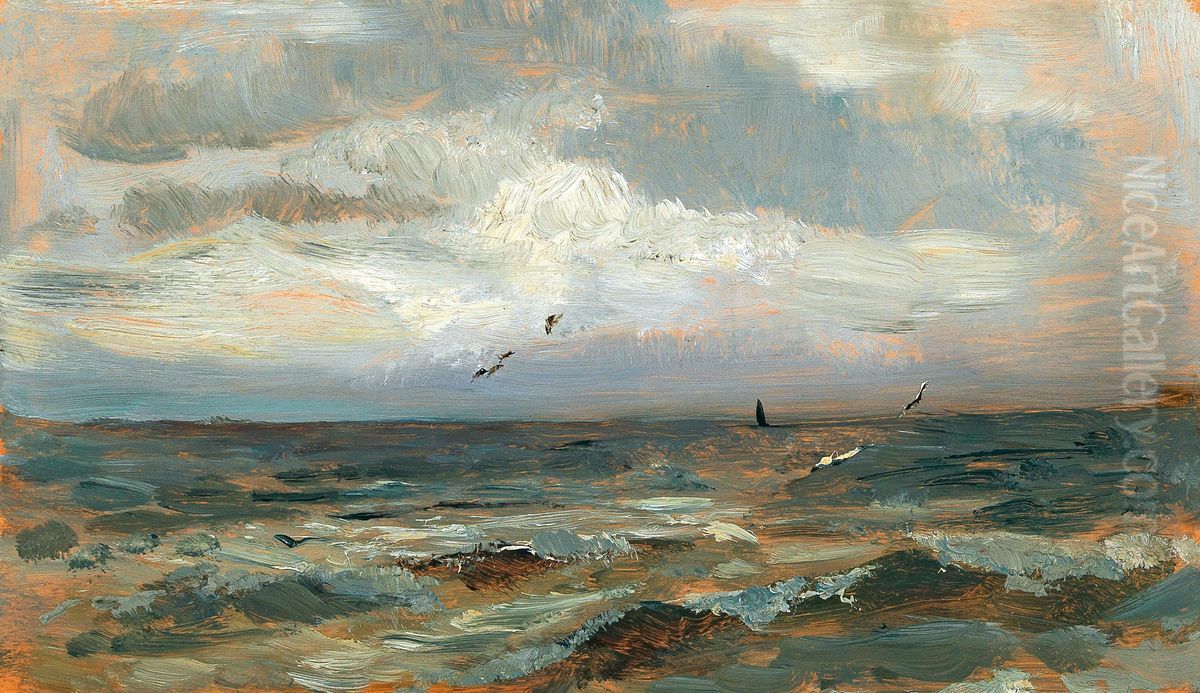 On the North Sea Oil Painting by Olga Wisinger-Florian