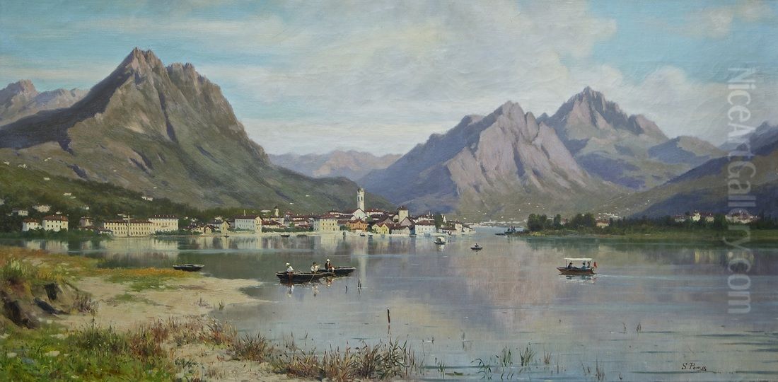 Olginate Oil Painting by Silvio Poma