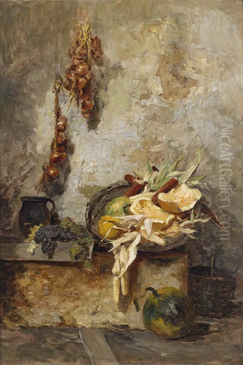Stillleben mit Feldfruchten Oil Painting by Olga Wisinger-Florian