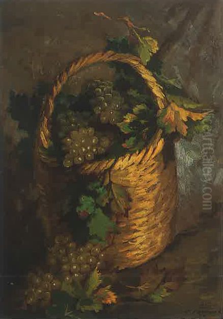 Panier De Raisins. Oil Painting by Moustafa Farroukh