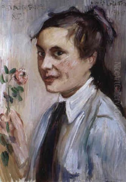 The Rose - Portrait of Lucie Mainzer Oil Painting by Lovis (Franz Heinrich Louis) Corinth