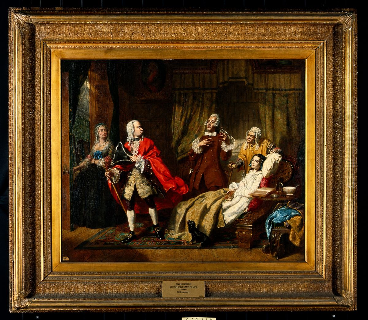 Oliver Goldsmith's medical advice rejected by his patient in favour of the advice of the apothecary. Oil Painting by Thomas P. Hall