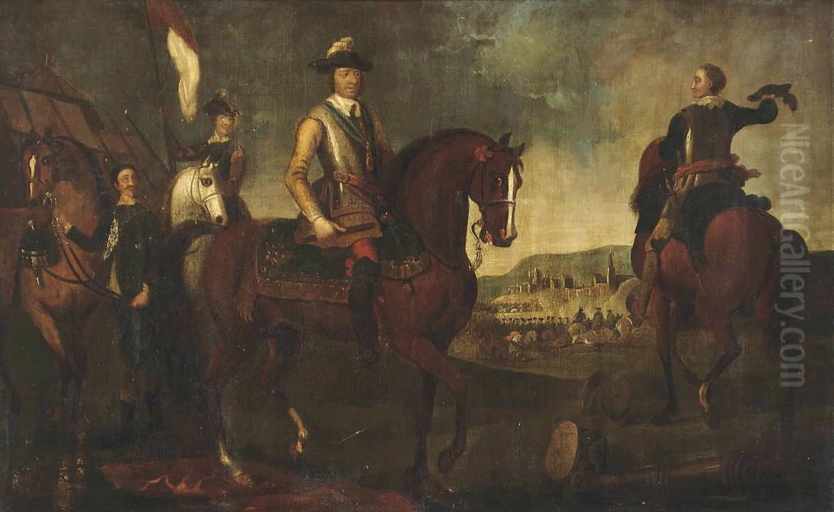 Oliver Cromwell at the Battle of Worcester Oil Painting by unknown