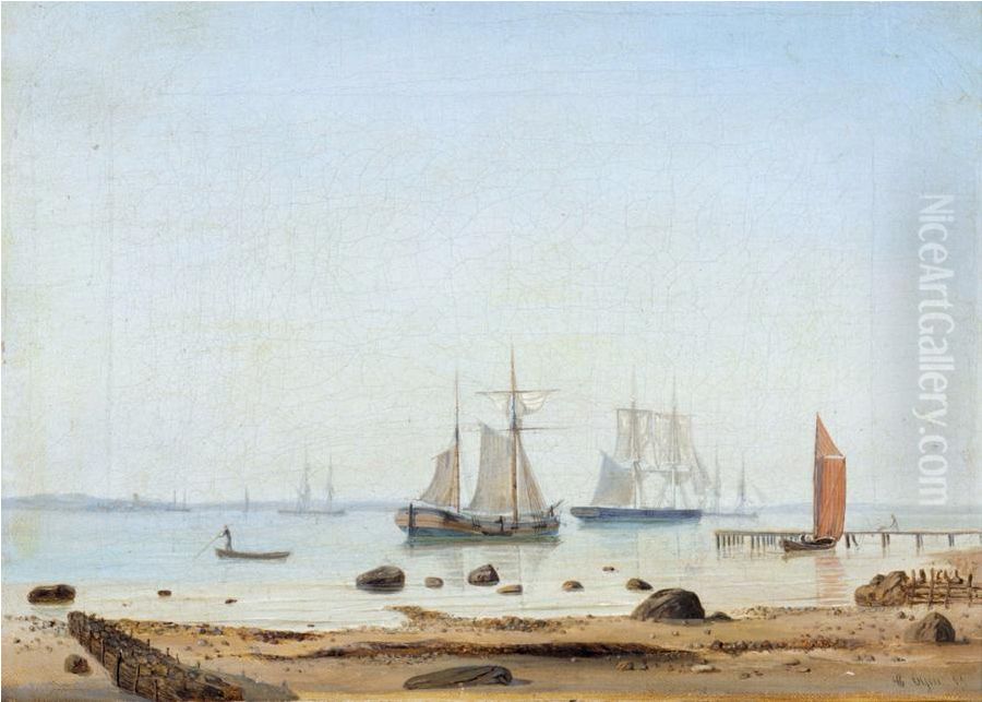 Calm Seas. Oil Painting by Carl Julius Emil Olsen